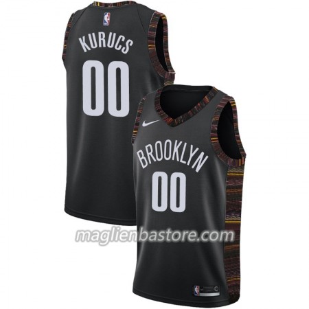 Maglia NBA Brooklyn Nets Rodions Kurucs 00 2018-19 Nike City Edition Nero Swingman - Uomo